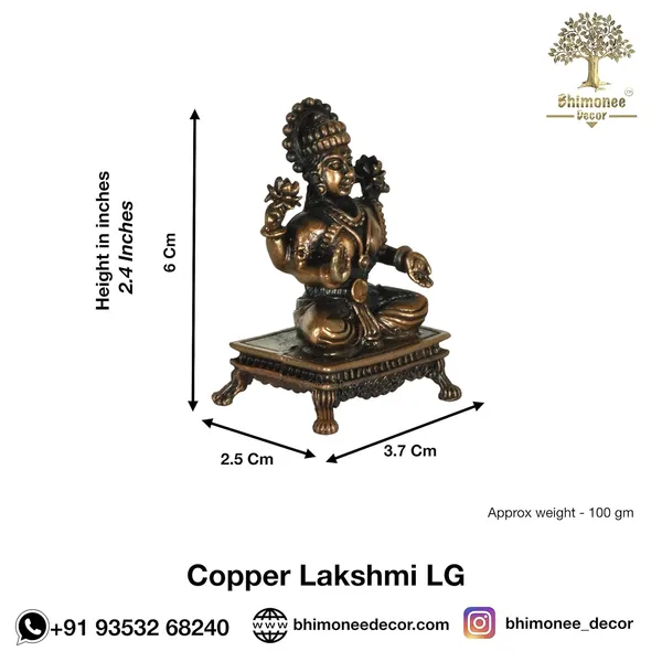 Decor_Copper_Handmade_Small_Lakshmi_2.4_inches_Sitting_Idol_Statue_Showpiece_for_Home_Temple_Decor_II_Office_Desk_II_Nice_Gift_Ideal_for_Good_Luck_Wishes_II