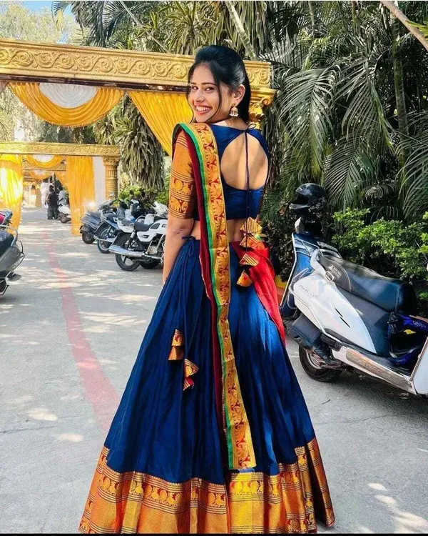 Kanjivaram_Silk_Zari_Half_Saree_Lehenga_With_Blouse_Along_With_Banarsi_Silk_Dupatta