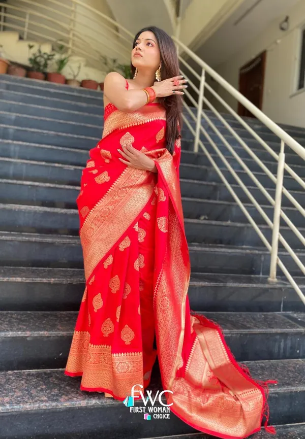 Red_Bell_Woven_Kanjivaram_Banarasi_Jacquard_Sari