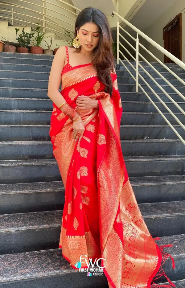 Red_Bell_Woven_Kanjivaram_Banarasi_Jacquard_Sari