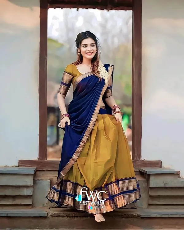 Kanjivaram_Silk_Zari_Half_Saree_Lehenga_With_Blouse_Along_With_Banarsi_Silk_Dupatta