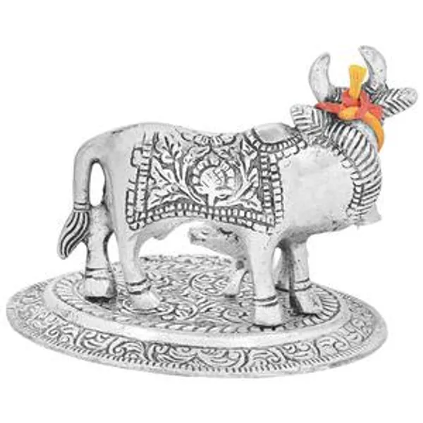 Golden_Kamdhenu_Cow_And_Calf_Showpiece_For_Home_Decoration_And_Decorative_Gift_Item_10Cm_Metal_Silver