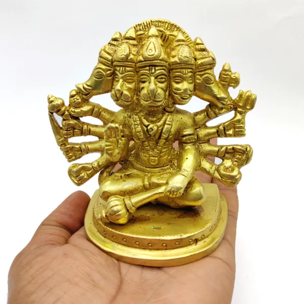 Brass_Panch_Mukhi_Hanuman_Ji_Murti_Sitting_Idol_For_Your_Home_Puja_Pooja_Room_Golden_(11_X_10_X_6_Cm)