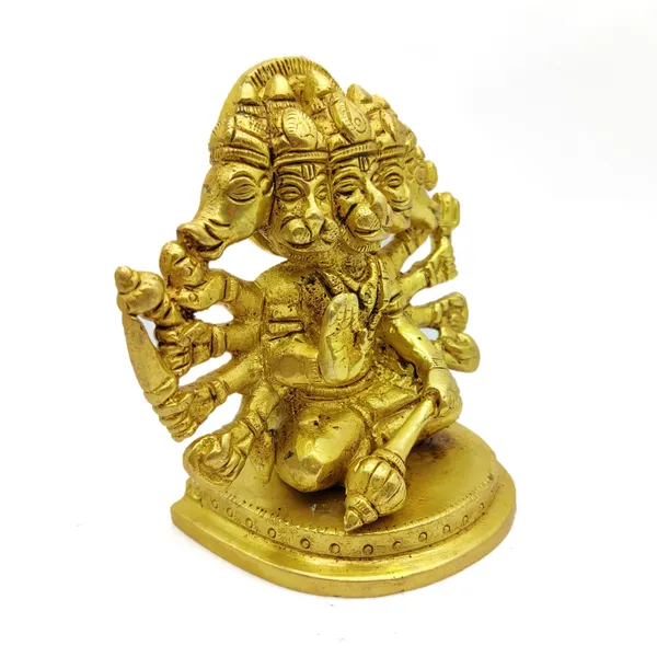 Brass_Panch_Mukhi_Hanuman_Ji_Murti_Sitting_Idol_For_Your_Home_Puja_Pooja_Room_Golden_(11_X_10_X_6_Cm)