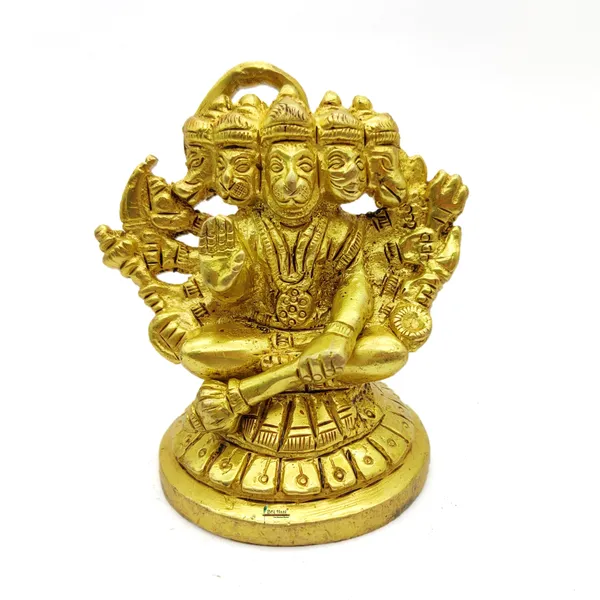 Brass_Panch_Mukhi_Hanuman_Ji_Murti_Sitting_Idol_For_Your_Home_Puja_Pooja_Room_Golden_(_8.5_X_7_X_5.5_Cm_)