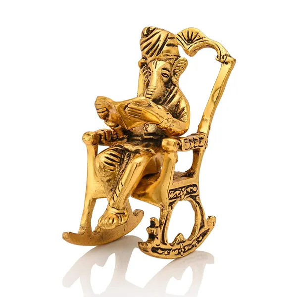 Ganesh_Sitting_on_Swinging_Moving_Chair_Reading_Ramayana_Metal_Gold