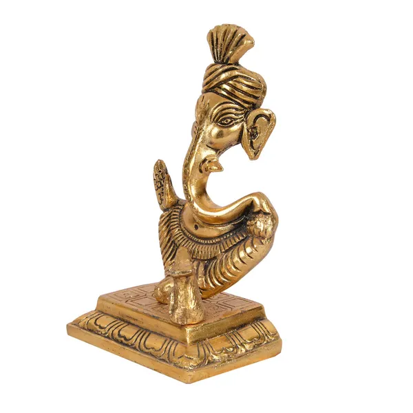 Ganesh_face_with_Mouse_Figurine_for_Home_Office_Decoration_Decor_Gift_Metal_Gold_@15cm