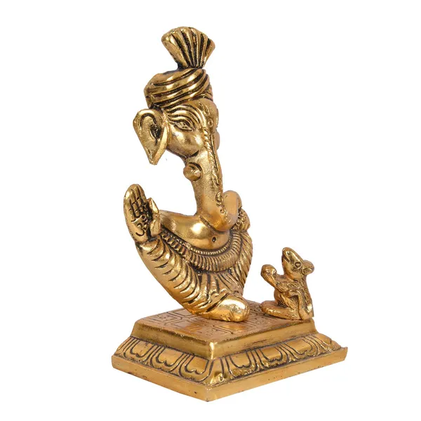 Ganesh_face_with_Mouse_Figurine_for_Home_Office_Decoration_Decor_Gift_Metal_Gold_@15cm