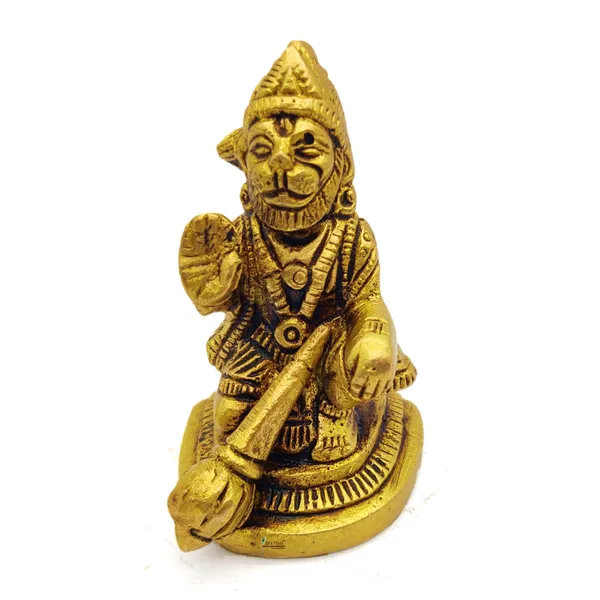 Brass_Hanuman_Ji_Murti_Bageshwar_Balaji_Bajrangbali_Sankat_Mochan_Bhagwan_Idol_For_Your_Home_Puja_Pooja_Room_Golden_(6.5_X_3.5_X_3.5_Cm_)