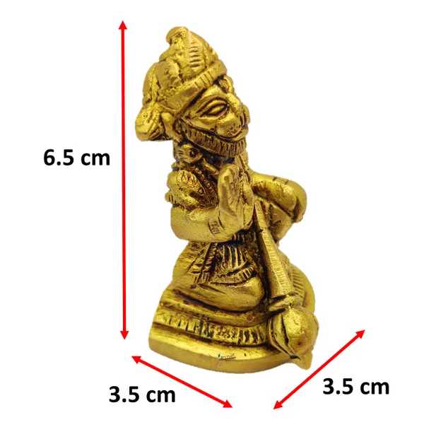 Brass_Hanuman_Ji_Murti_Bageshwar_Balaji_Bajrangbali_Sankat_Mochan_Bhagwan_Idol_For_Your_Home_Puja_Pooja_Room_Golden_(6.5_X_3.5_X_3.5_Cm_)