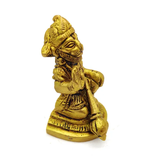 Brass_Hanuman_Ji_Murti_Bageshwar_Balaji_Bajrangbali_Sankat_Mochan_Bhagwan_Idol_For_Your_Home_Puja_Pooja_Room_Golden_(6.5_X_3.5_X_3.5_Cm_)