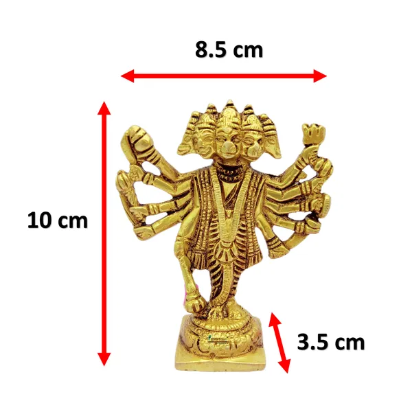 Brass_Panch_Mukhi_Hanuman_Ji_Murti_Standing_Idol_For_Your_Home_Puja_Pooja_Room_Golden_(10_X_8.5_X_3.5_Cm)