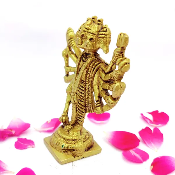 Brass_Panch_Mukhi_Hanuman_Ji_Murti_Standing_Idol_For_Your_Home_Puja_Pooja_Room_Golden_(10_X_8.5_X_3.5_Cm)