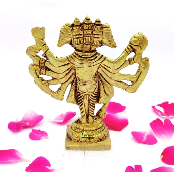 Brass_Panch_Mukhi_Hanuman_Ji_Murti_Standing_Idol_For_Your_Home_Puja_Pooja_Room_Golden_(10_X_8.5_X_3.5_Cm)