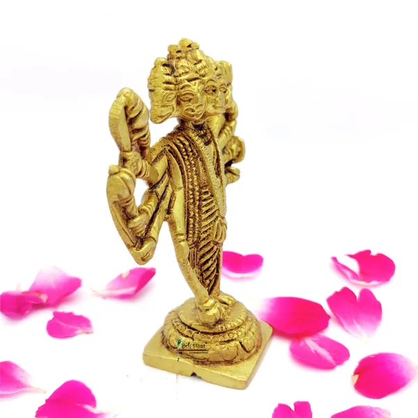 Brass_Panch_Mukhi_Hanuman_Ji_Murti_Standing_Idol_For_Your_Home_Puja_Pooja_Room_Golden_(10_X_8.5_X_3.5_Cm)