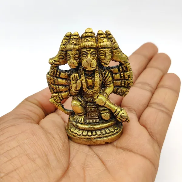 Brass_Panch_Mukhi_Hanuman_Ji_Murti_Sitting_Idol_For_Your_Home_Puja_Pooja_Room_Golden_(6.5_X_5.5_X_2.5_Cm)