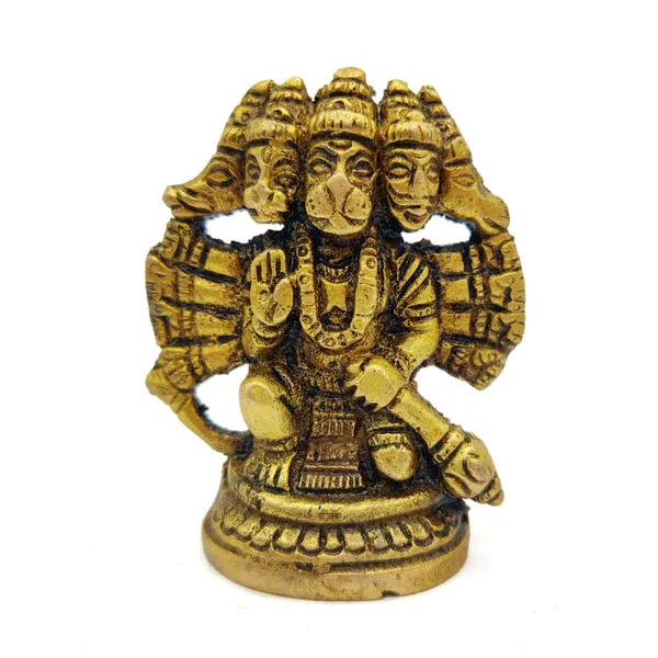 Brass_Panch_Mukhi_Hanuman_Ji_Murti_Sitting_Idol_For_Your_Home_Puja_Pooja_Room_Golden_(6.5_X_5.5_X_2.5_Cm)
