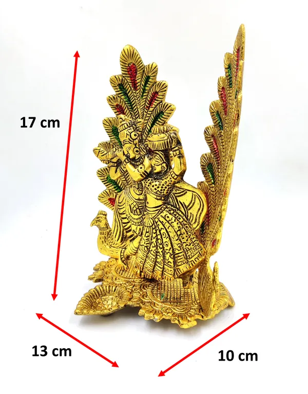 Radha_Krishna_with_Back_of_2_Peacock_Feather/Pankh_Metal_gold