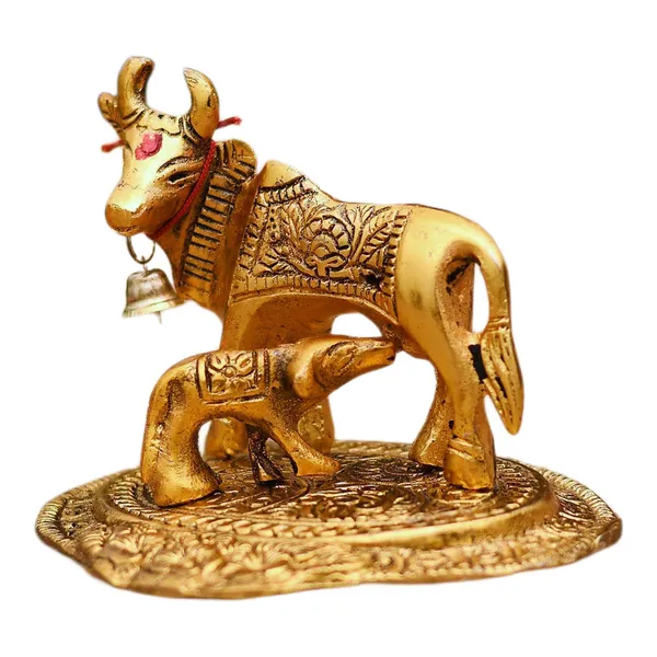 Golden_Kamdhenu_Cow_And_Calf_Showpiece_For_Home_Decoration_And_Decorative_Gift_Item_10Cm_Metal_Gold