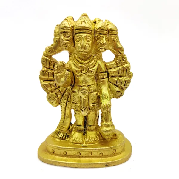 Brass_Panch_Mukhi_Hanuman_Ji_Murti_Standing_Idol_For_Your_Home_Puja_Pooja_Room_Golden_(8_X_5.5_X_3_Cm)