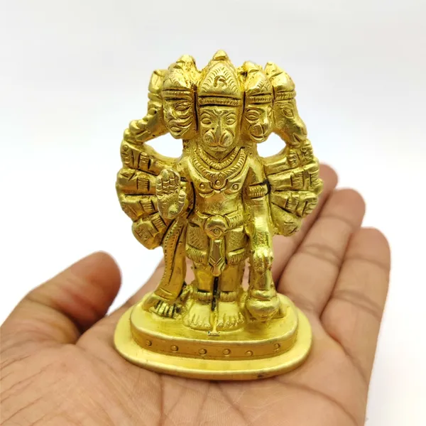 Brass_Panch_Mukhi_Hanuman_Ji_Murti_Standing_Idol_For_Your_Home_Puja_Pooja_Room_Golden_(8_X_5.5_X_3_Cm)