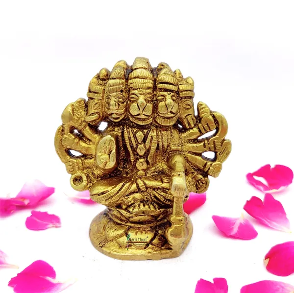 Brass_Panch_Mukhi_Hanuman_Ji_Murti_Sitting_Idol_For_Your_Home_Puja_Pooja_Room_Golden_(7.5_X_7.5_X_4.5_Cm)