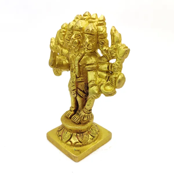 Brass_Panch_Mukhi_Hanuman_Ji_Murti_Standing_Idol_For_Your_Home_Puja_Pooja_Room_Golden_(10.5_X_8_X_4_Cm)