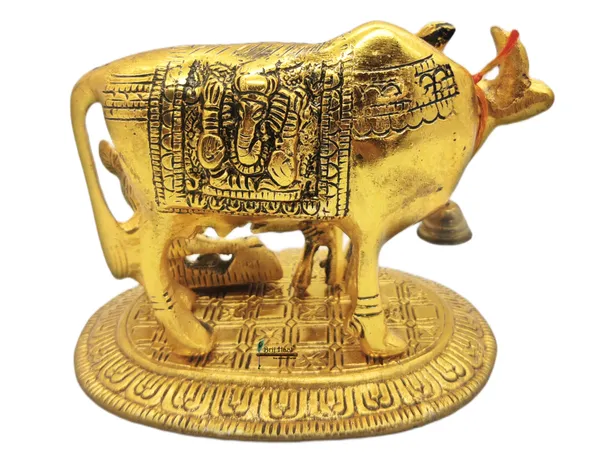 Golden_Kamdhenu_Cow_And_Calf_With_Gopal_Showpiece_For_Home_Decoration_And_Decorative_Gift_Item_16Cm_Metal_Gold