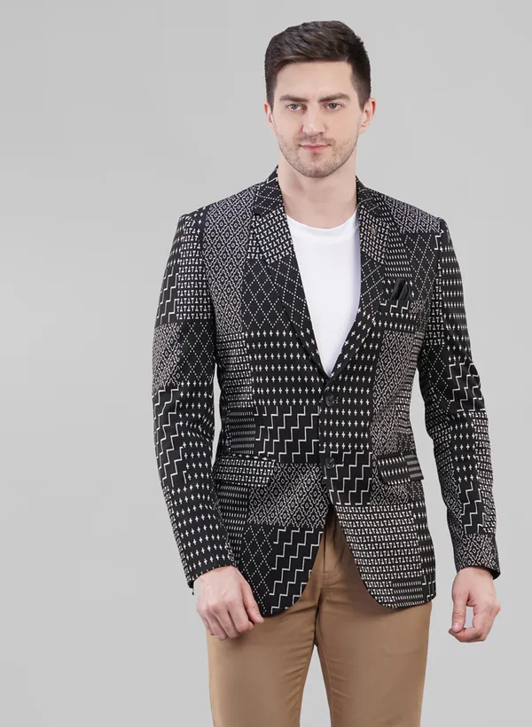 LA SCOOT Blazer Coats Wool Formal Wear Regular fit Notch Collar Designer Printed Regular Coat La Scoot Price in India Buy LA SCOOT Blazer Coats Wool Formal Wear Regular