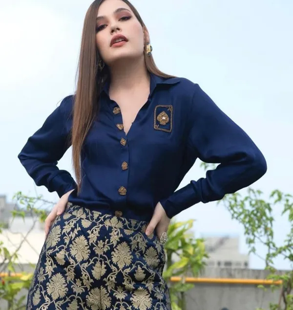 Raw_Silk_Formal_Coord_Set_With_Brocade_Pants