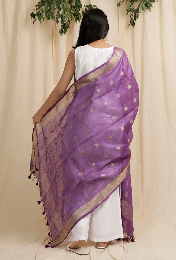 Gold_Zari_Handloom_Linen_Weaving_Motif_Dupatta_for_women's_(Purple)