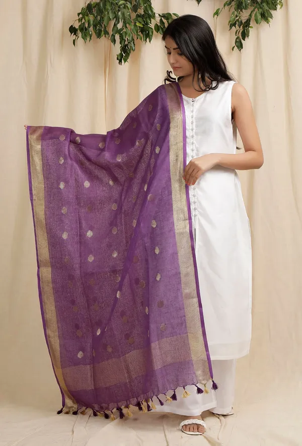 Gold_Zari_Handloom_Linen_Weaving_Motif_Dupatta_for_women's_(Purple)