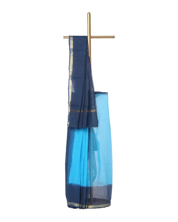 Handloom_Art_Silk_Organza_Net_Two_Dye_Blue_and_Cyan_Bhagalpuri_Saree