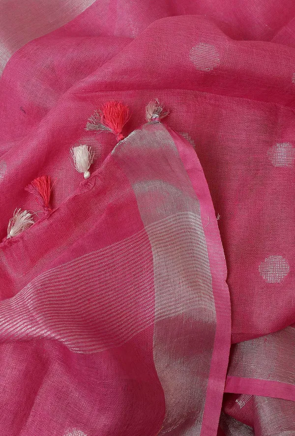 Handloom_Pure_Linen_Bhagalpuri_Dupatta_with_Weaving_Circle_Motif_(Pink)