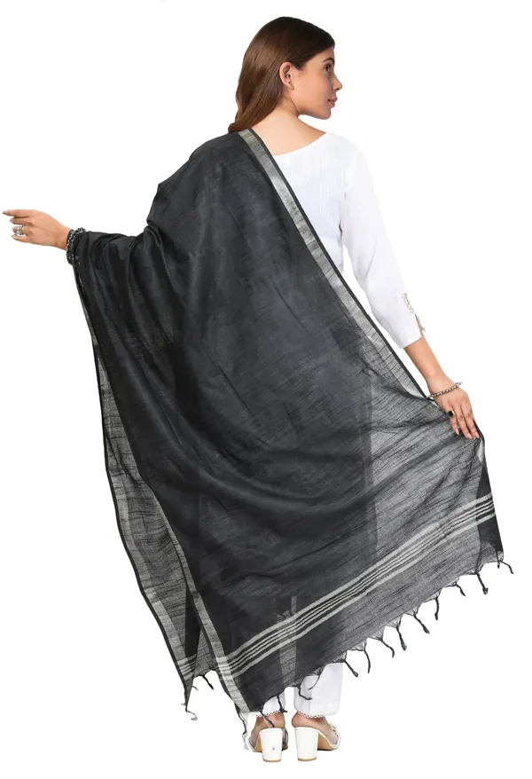 Linen_Handloom_Bhagalpuri_Black_Dupatta