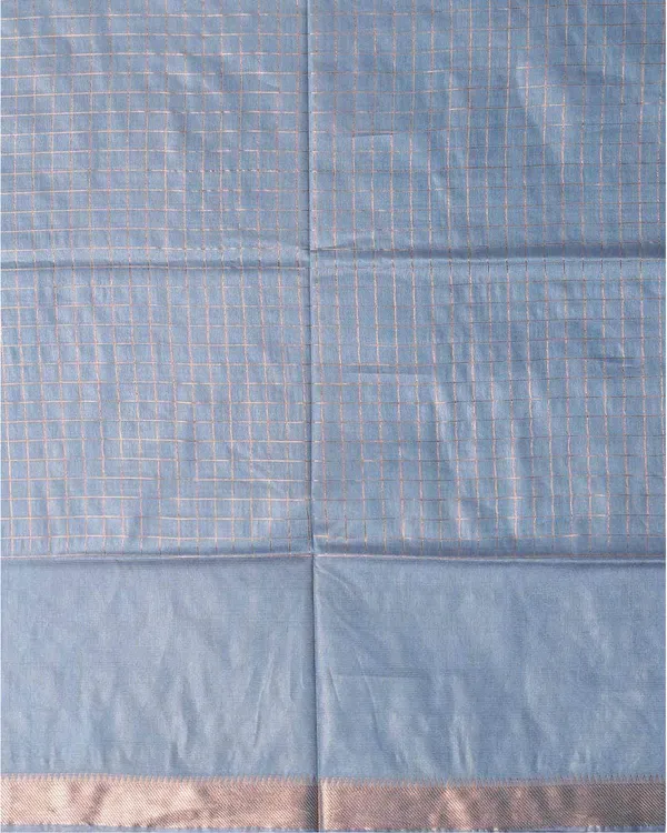 Mangalgiri_Cotton_Silk_Glausious_Blue_Handloom_Check_Saree