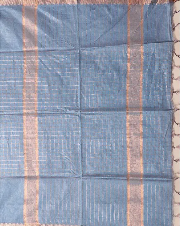 Mangalgiri_Cotton_Silk_Glausious_Blue_Handloom_Check_Saree