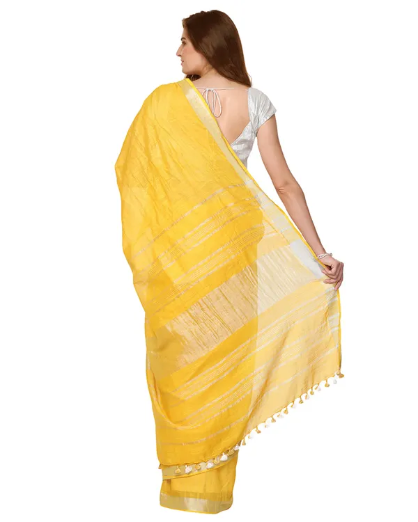 Grey_&_Yellow_women's_Bhagalpuri_Handloom_Cotton-Linen_Blend_Saree_Combo_(Pack_Of_2)_With_Running_Unstitched_Blouse_Piece