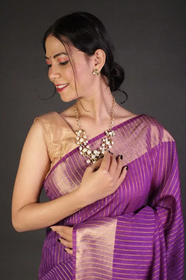 Bhagalpuri_Silk_Striped_Sequins_Saree_with_Zari_Border_(Electric_Purple)