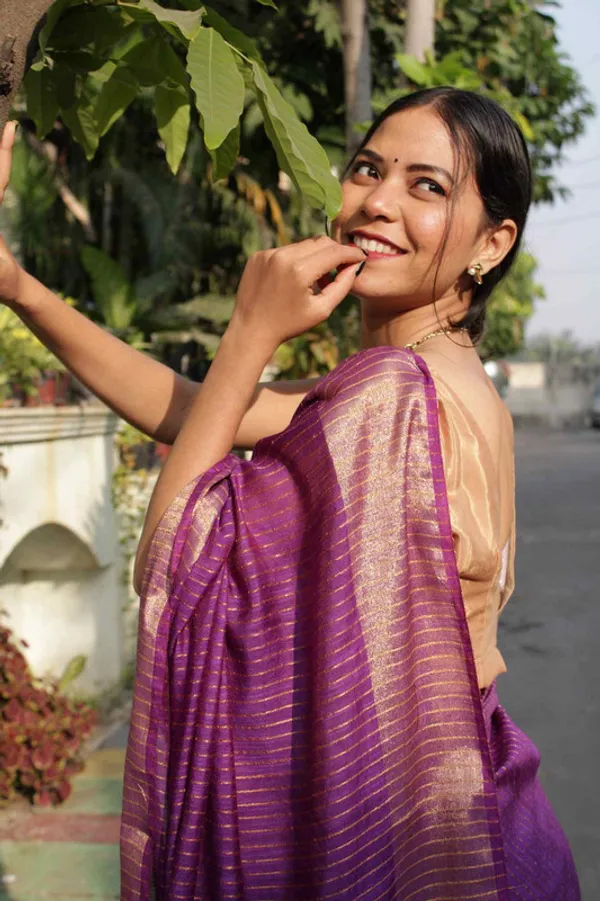 Bhagalpuri_Silk_Striped_Sequins_Saree_with_Zari_Border_(Electric_Purple)