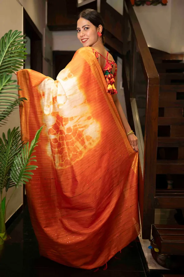 Sibory_Handloom_Bhagalpuri_Silk_Bandhani_Dye_Sequins_Striped_Saree_(Yellowish_Orange)