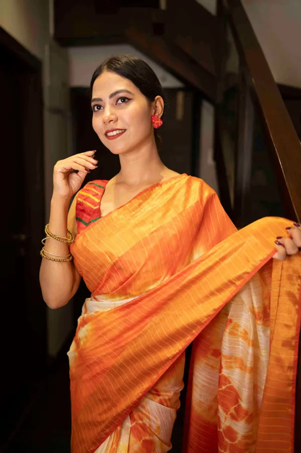 Sibory_Handloom_Bhagalpuri_Silk_Bandhani_Dye_Sequins_Striped_Saree_(Yellowish_Orange)
