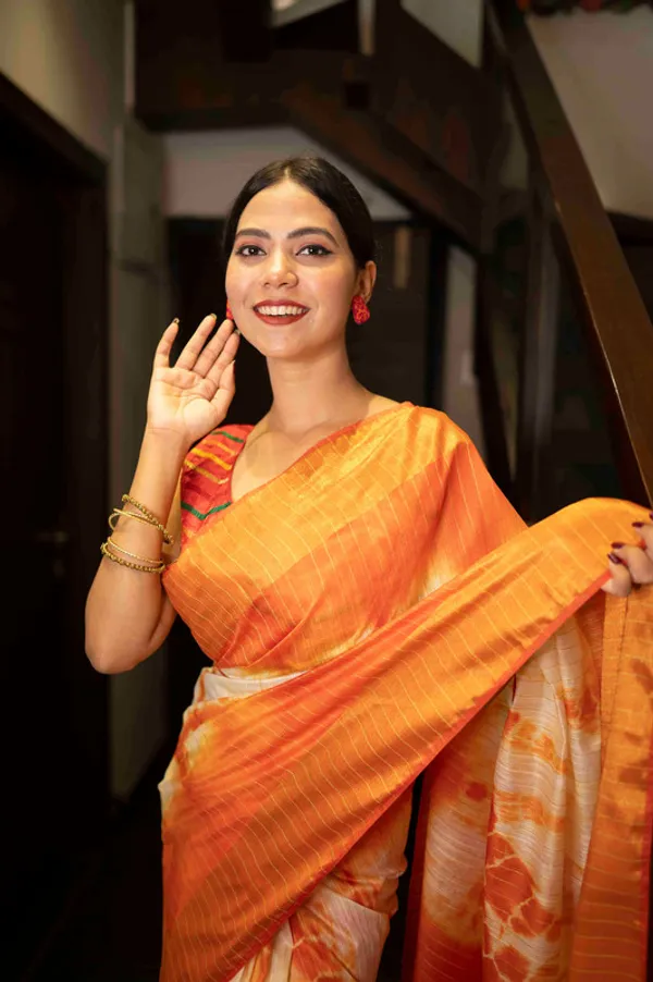 Sibory_Handloom_Bhagalpuri_Silk_Bandhani_Dye_Sequins_Striped_Saree_(Yellowish_Orange)