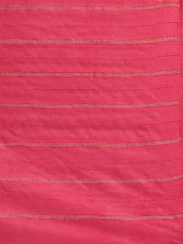 Handloom_Semi_Tussar_Silk_Bhagalpuri_Egyptian_Blue_and_Poppy_Pink_Saree