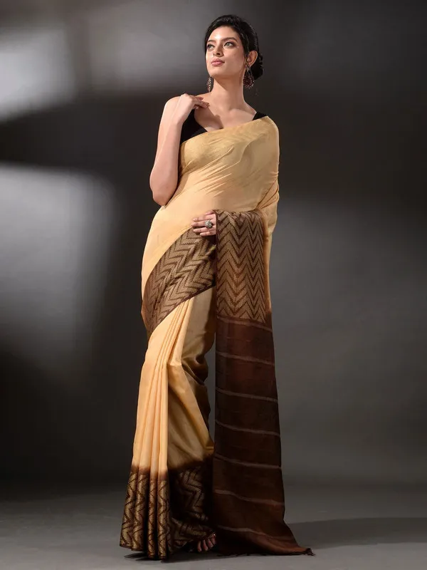 Multi_Dye_Semi_Tussar_Silk_Bhagalpuri_Handloom_Saree_(Reji_Beige_&_Recoi_Brown)