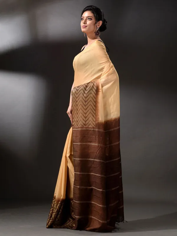 Multi_Dye_Semi_Tussar_Silk_Bhagalpuri_Handloom_Saree_(Reji_Beige_&_Recoi_Brown)