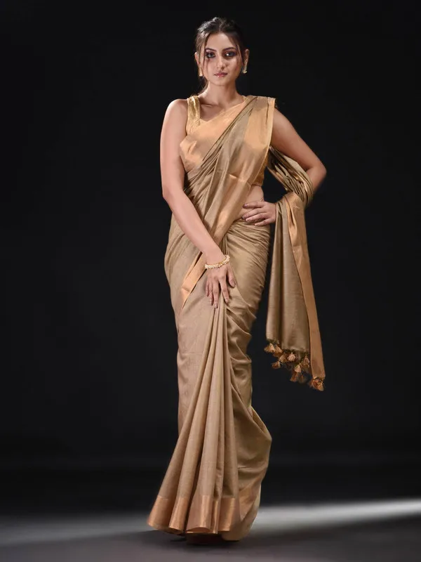 Brown_Bhaglpuri_Munga_Blend_Handloom_Tussar_Saree_with_Blouse_Piece