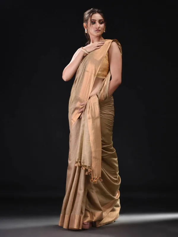 Brown_Bhaglpuri_Munga_Blend_Handloom_Tussar_Saree_with_Blouse_Piece