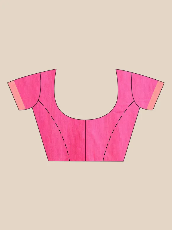 Tussar_Munga_Silk_Handloom_Zari_Border_Bhagalpuri_Saree_(Hot_Pink)