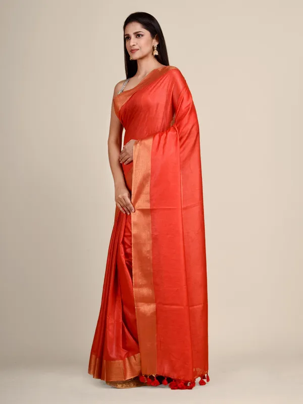Handloom_Tussar_Munga_Silk_Handloom_Blend_Red_Saree